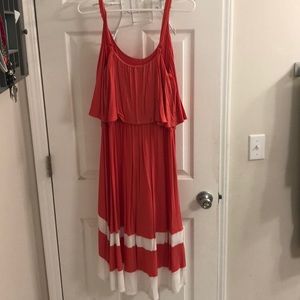 Coral dress. Midmaxi